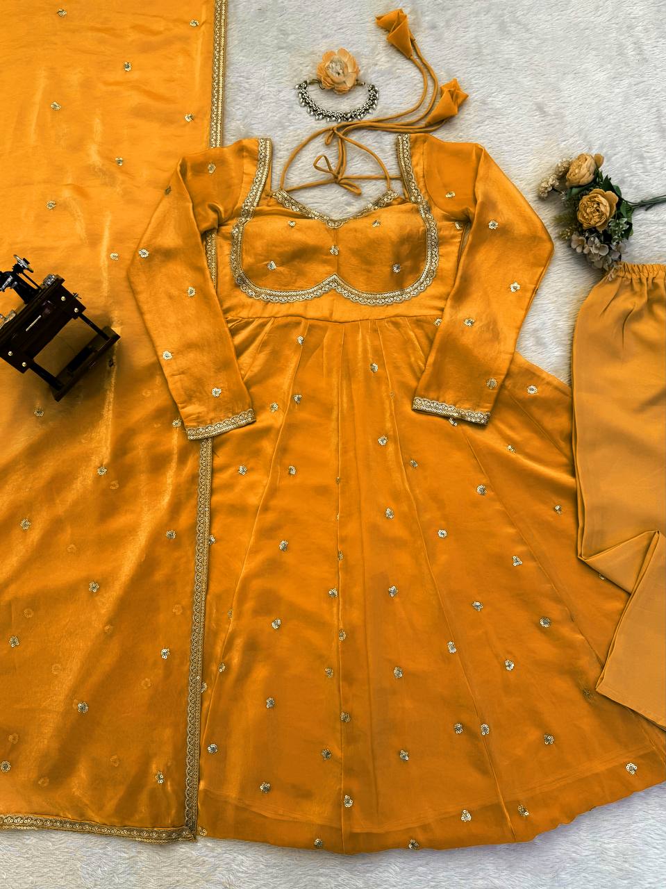 Yellow Color Designer Trendy Party Wear Exclusive Gown