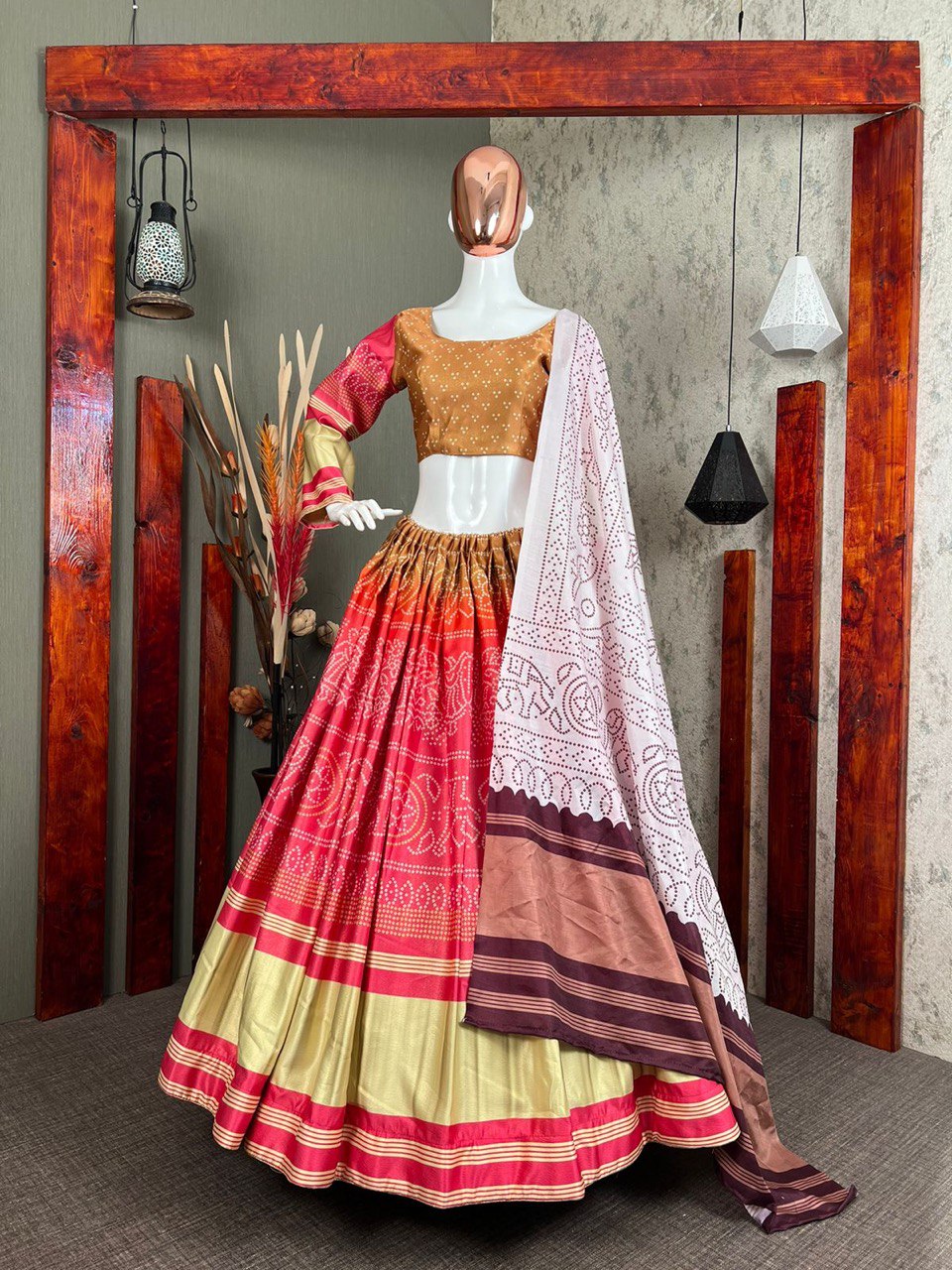 Rani Pink-Yellow Color Digital Print Designer Heavy Lehenga Choli Set