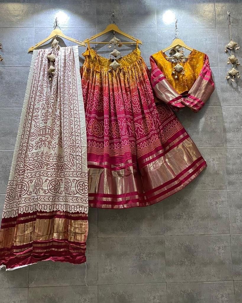 Rani Pink-Yellow Color Digital Print Designer Heavy Lehenga Choli Set